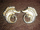 Vintage dolphin shape earrings with rhinestones