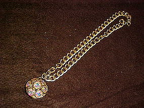 Vintage chocker pendant with aurora rhinestones