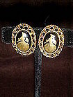Vintage clip earrings with southern belle center
