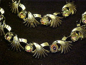 Vintage demi parure rhinestone choker with bracelet