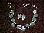 Vintage blue leaf choker necklace and  earring set