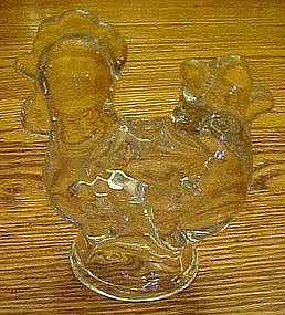 Clear glass chicken candle holder