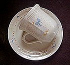 Aunt Rhody blue goose cup and saucer, by Brick Oven