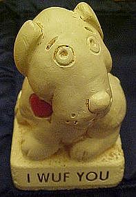 Vintage Paula  sentiment figurine, I Wuf you dog statue