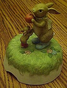 Lefton musical rabbit  and mouse figurine