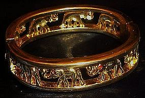 Great elephant walk hinged bracelet, rhinestone eyes