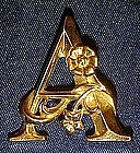 Avon art noveau style initial pin, letter A