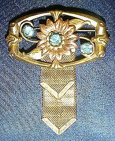 Vintage Harry Isken pin with mesh ribbons and stones