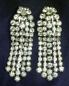 Large rhinestone cascade earrings, elegant