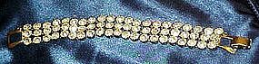 Large vintage rhinestone bracelet, 3 rows of stones!!