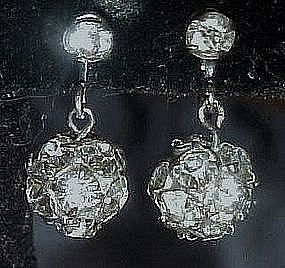 Vintage rhinestone  dangle ball  earrings