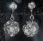 Vintage rhinestone  dangle ball  earrings