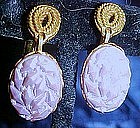 Goldette lavender glass earrings, screw/clip backs