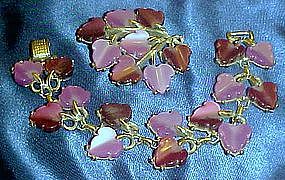 Demi Parure Coro lavender / purple bracelet and pin