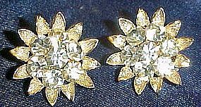 Vintage Lisner rhinestone  clip earrings