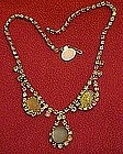 Vintage multi color rhinestone and cabochon necklace