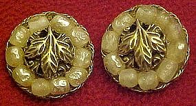 Vintage clip earrings by TARA, leaf and pearls