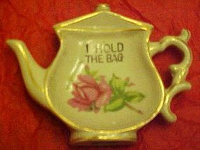 Vintage tea bag holder, rose decoration