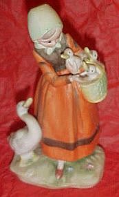 Lefton goose girl figurine, bisque