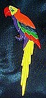 Large tropical bird parrot pin, rhinestone eye