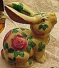 Large porcelain garden rabbit with roses decoration