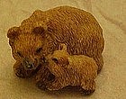 Miniature bear and cub figurine