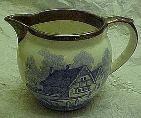 Antique Lancaster Sandlanc creamer with blue transfer