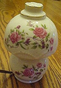 Vintage porcelain perfume lamp with pink roses