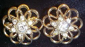 Vintage goldtone earrings with crystal rhinestones