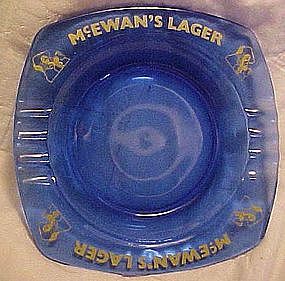 Vintage McEwan's Lager cobalt blue ashtray