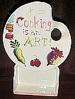 Vintage artist's pallete, Cooking is an art wall pocket