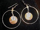 Enamel over copper hoop earrings, pierced