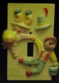 Vintage plastic Jack and Jill light switch cover