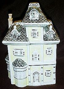 Yellow Victorian house cookie jar