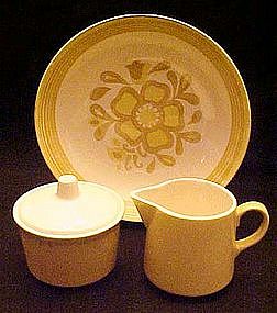 Damsel pattern, vegetable bowl, creamer /  sugar, Royal