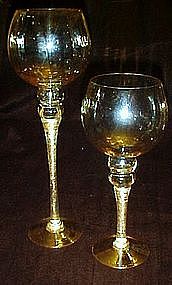 Pair of tall honey crystal candle lights