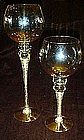 Pair of tall honey crystal candle lights