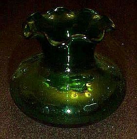 Anchor Hocking forest green crimp top vase