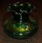 Anchor Hocking forest green crimp top vase