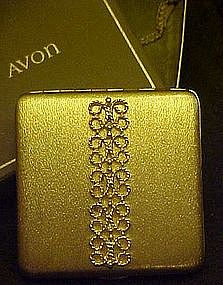 Vintage Avon goldtone compact, in original box