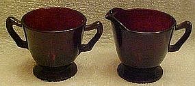 Anchor Hocking Royal Ruby creamer and sugar