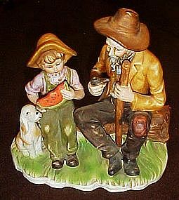 Grandpa and Grandson country figurine