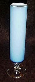 Cased blue bud vase on pedestal foot