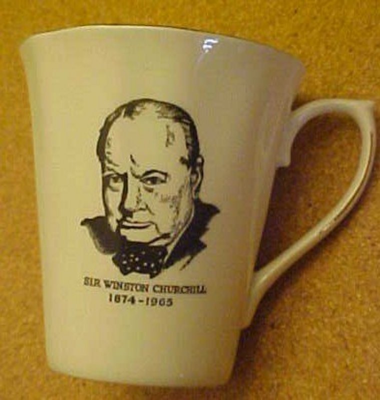 Sir Winston Churchill commemorative mug, bone china