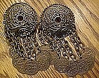Large antique style coin dangle earrings, bohemian