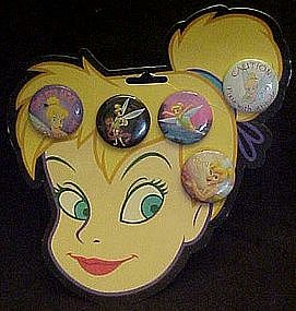 Tinkerbell buttons on original card,Tinkerbell head