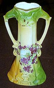 Old hand painted German porcelain vase with violets
