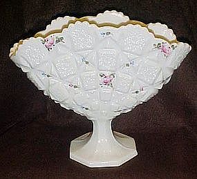 Westmoreland old quilt fan vase with  pink roses