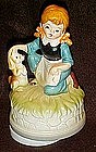 Musical revolving figurine, girl and her  puppy dog