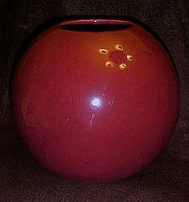 Large USA burgundy round ball vase Haeger?